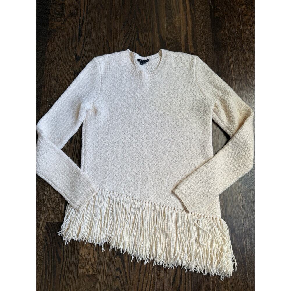 Theory Hudina Fringe Merino Wool Sweater L Flaws